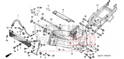 CARROSSERIE DE CHASSIS/REFROIDISSEUR D'HUILE (X/Y/1/2/3/4) CBR1100XX3 de 2003